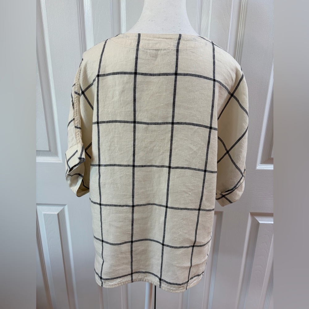 Everlane The Linen Utility Shirt Canvas Windowpane Pattern Size XL - Picture 6 of 11